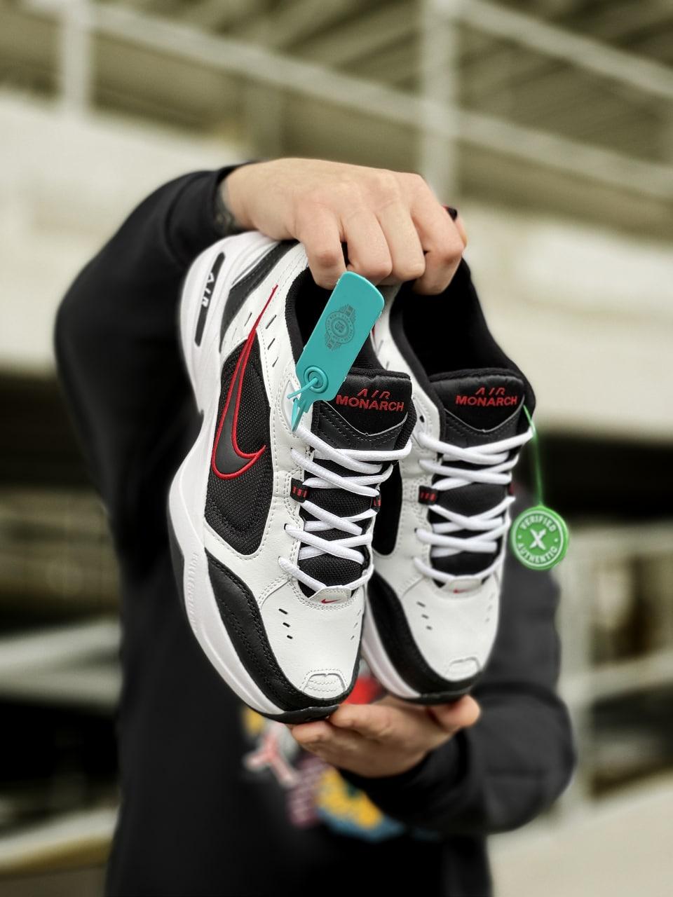 Nike Air Monarch Black White «Red Logo»