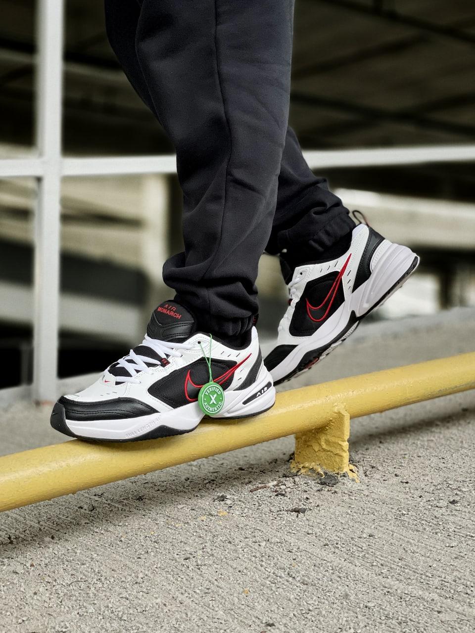Nike Air Monarch Black White «Red Logo»